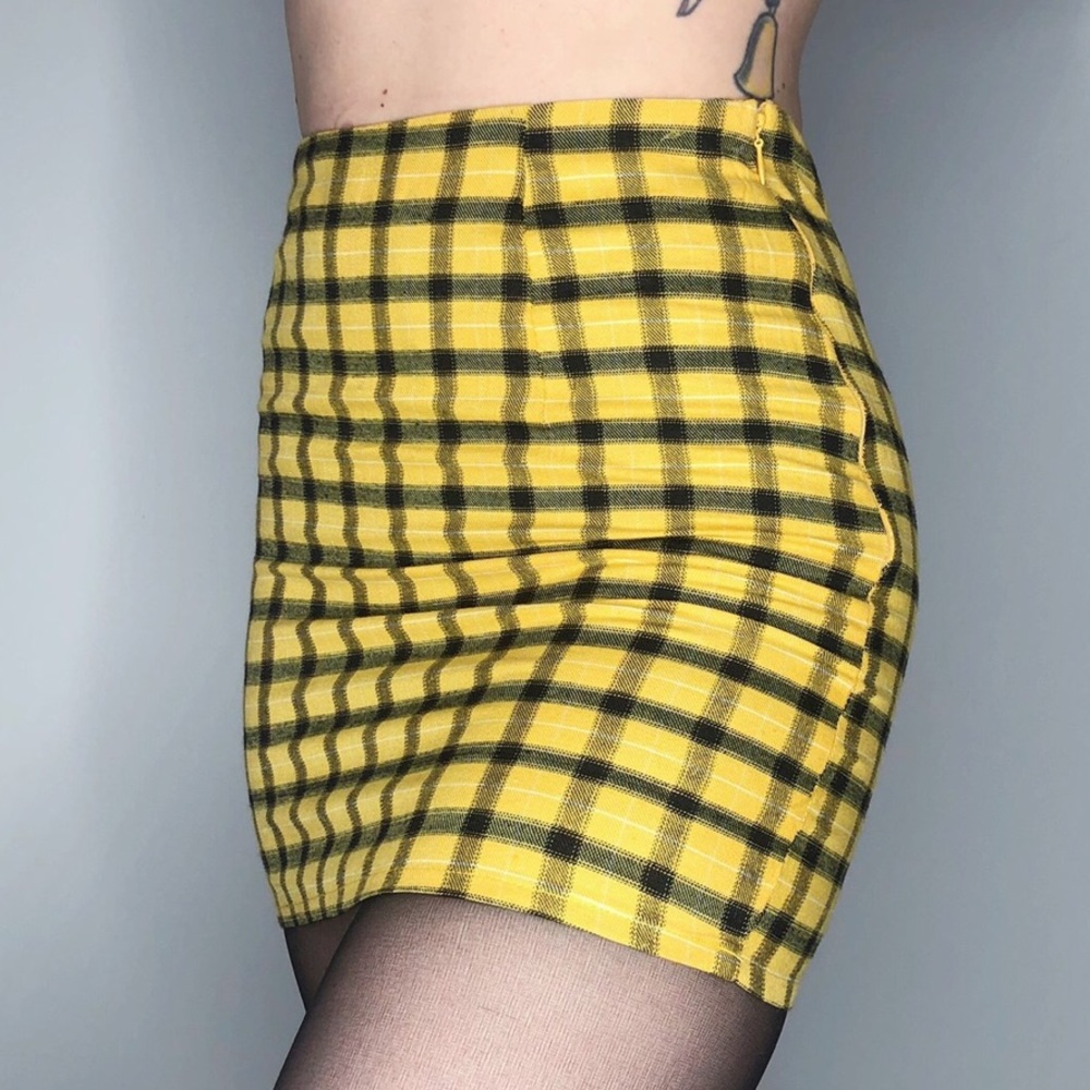 Yellow & Black Gingham Skirt